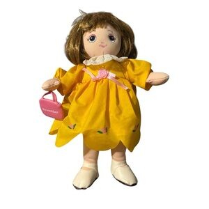 Vintage Sugar Loaf Bright Yellow Doll with Lace Accents